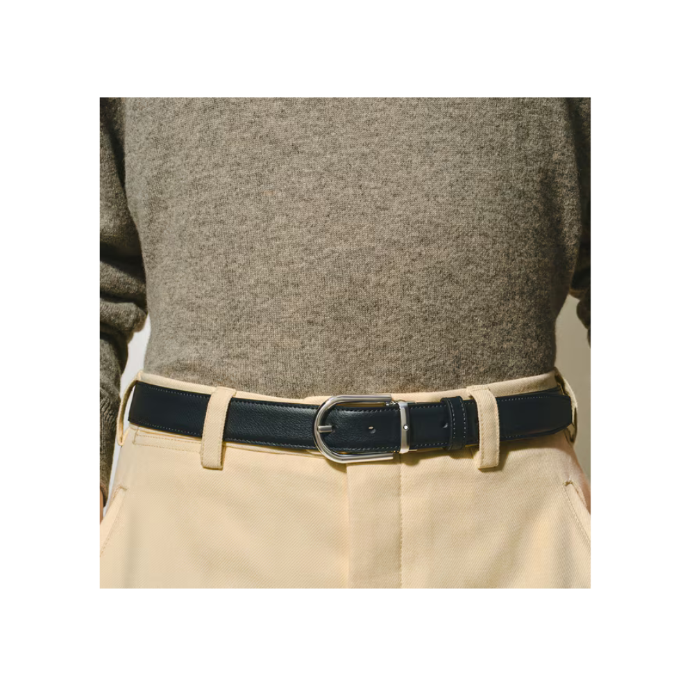 Horseshoe Buckle Black/blue 30 Reversible Leather Belt - Image 5
