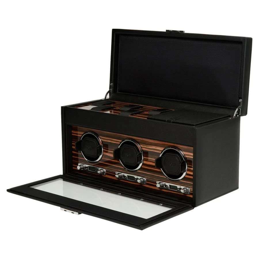 WOLF Roadster Triple Watch Winder with Cover, Storage & Travel Case - Image 5