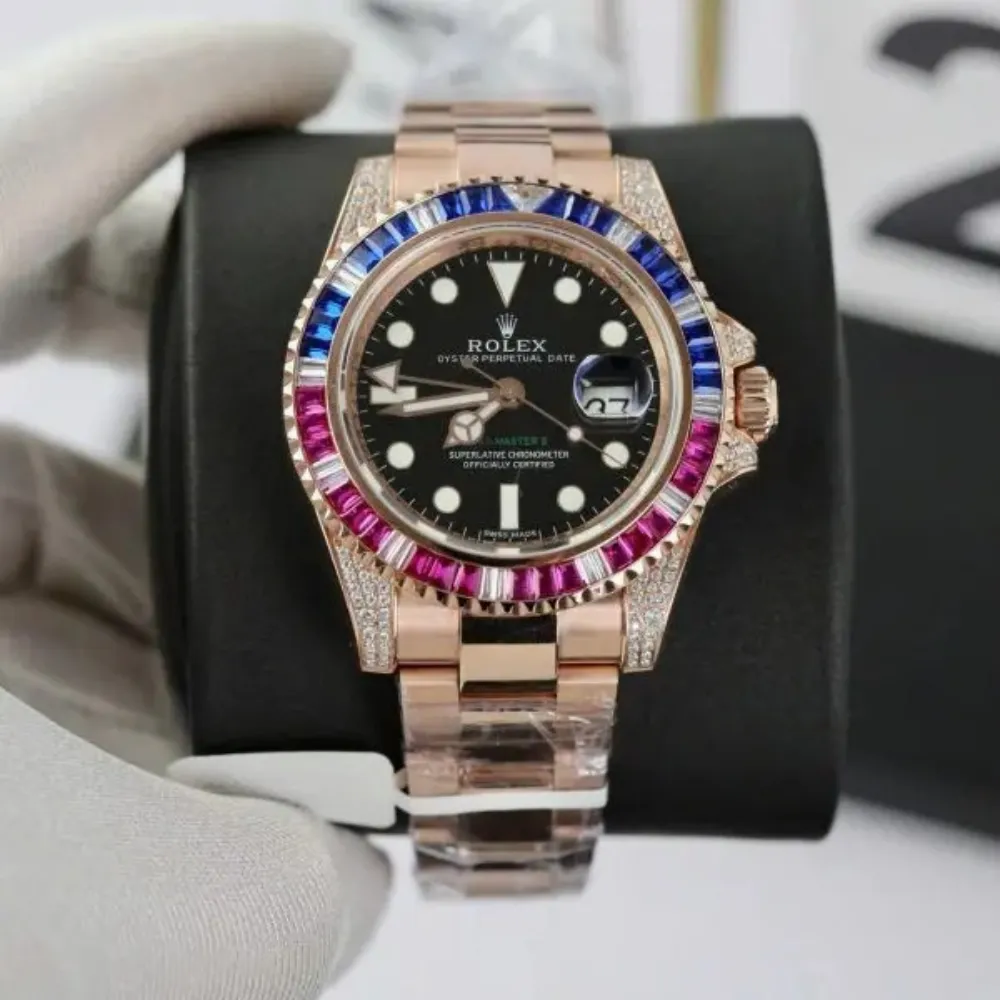 Rolex GMT-Master II 126755SARU 'SARU' Rose Gold Black Dial Diamond Bezel - Image 2